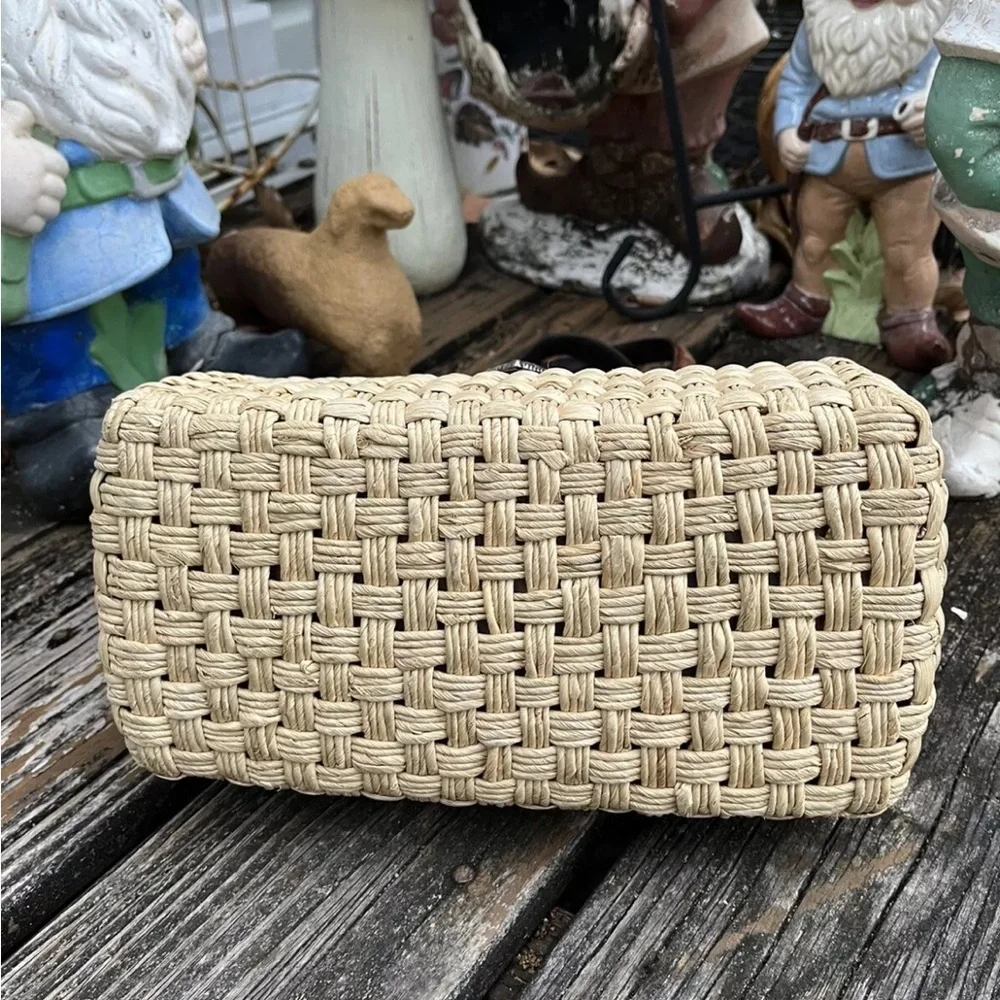 Brighton Woven Ruth Purse Bag Straw Wicker Natural Leather Trim Dr. Doctor Tote